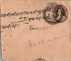 India Postal Stationery George VI 1A To Kuchaman - Postales