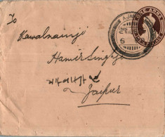 India Postal Stationery George VI 1A Ajmer Cds To Jodhpur - Cartes Postales