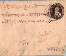 India Postal Stationery George VI 1A To Indore - Cartes Postales