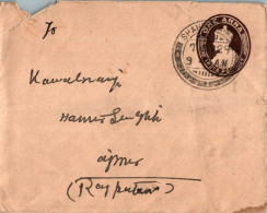 India Postal Stationery George VI 1A Shahada Cds To Ajmer - Ansichtskarten