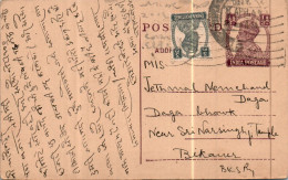 India Postal Stationery George VI 1/2A To Bikaner - Postcards