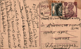 India Postal Stationery George VI 1/2A Bhavnagar Cds - Postkaarten
