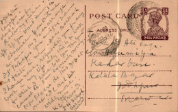 India Postal Stationery George VI 1/2A  - Cartes Postales