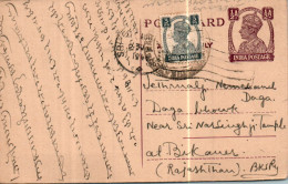 India Postal Stationery George VI 1/2A To Bikaner - Cartes Postales