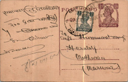 India Postal Stationery George VI 1/2A Marwar Cds - Postkaarten