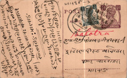 India Postal Stationery George VI 1/2A  - Cartes Postales