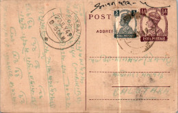 India Postal Stationery George VI 1/2A  - Cartes Postales