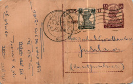 India Postal Stationery George VI 1/2A To Jaisalmar Stia Ram Moti Ram Mawana Mandi Meerut - Postales