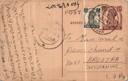 India Postal Stationery George VI 1/2A To Balotra - Postcards