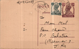 India Postal Stationery George VI 1/2A To Balotra - Postcards