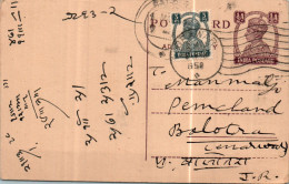 India Postal Stationery George VI 1/2A To Balotra Bakhtawarmal Champalal Beawar - Cartes Postales