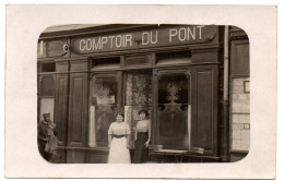 Devanture Du " Comptoir Du Pont ". Carte Photo Animée Non Située - Cafes