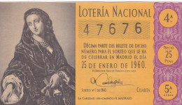 SPAIN - ESPAÑA - LOTTERY TICKET - LOTERIA NACIONAL 1960 - Loterijbiljetten