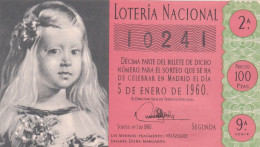 SPAIN - ESPAÑA - LOTTERY TICKET - LOTERIA NACIONAL 1960 - Lotterielose