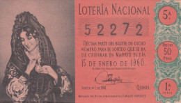 SPAIN - ESPAÑA - LOTTERY TICKET - LOTERIA NACIONAL 1960 - Lotterielose