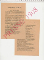 Doc1908 Episcopat Français Liste Archevêques Bonnefoy Lorgues Mignot Brancourt Evêques Touzet Couret 31 Arlet Martel 46 - Non Classificati