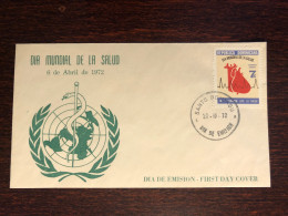 DOMINICAN REP. FDC COVER 1972 YEAR CARDIOLOGY HEART WHO  HEALTH MEDICINE STAMPS - Repubblica Domenicana
