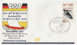 Germany Deutschland 1972 FDC Olympic Games Olympische Spiele Munchen, Ski Jumping, Canceled In Bremerhaven - 1971-1980