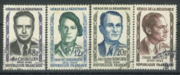 FRANCE - 1958, RESISTANCE HEROS STAMPS COMPLETE SET OF 4, USED. - Oblitérés