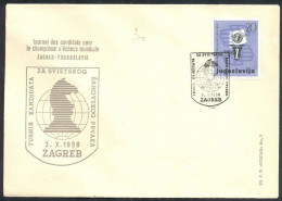 .Yugoslavia, 1959-10-03, Croatia, Zagreb, Chess Tournament, Commemorative Cover & Postmark - Autres & Non Classés