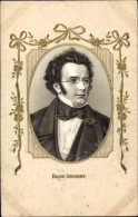 Gaufré Passepartout CPA Österr. Komponist Franz Schubert, Portrait - Personajes Históricos