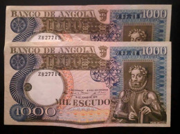 ANGOLA - 2 Notas Sequenciais De 1.000$ Do Banco De Angola - Luis De Camões 1973- BELO - Kilowaar - Bankbiljetten