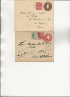 GRANDE BRETAGNE - 2 LETTRE ENTIERS POSTAL AVEC AFFRANCHISSEMENT COMPLEMENTAIRE N° 106-107 ET 140 -ANNEES 1909--1928 - Material Postal