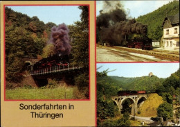 CPA Deutsche Eisenbahn, Museumslokomotive 50 849 Mit Sonderzug, Brücke, Bahnhöfe Thüringen - Trains