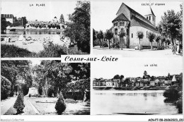 ACNP7-58-0564 - COSNE-SUR-LOIRE - La Plage - église St Aignan - La Loire - Le Square  - Cosne Cours Sur Loire