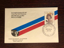 DOMINICAN REP. FDC COVER 1985 YEAR DOCTOR MUJER HEALTH MINISTRY HEALTH MEDICINE STAMPS - Dominican Republic