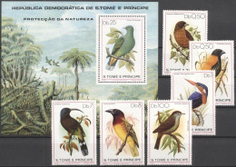 S. Tomè 1979, Birds, Pigeon, Kingfisher, 6val +BF - Sonstige & Ohne Zuordnung