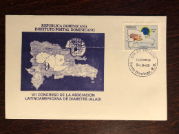 DOMINICAN REP. FDC COVER 1989 YEAR DIABETES HEALTH MEDICINE STAMPS - Dominican Republic