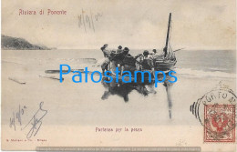 229398 ITALY PARTENZA COSTUMES FISHERMAN IN BOAT CIRCULATED TO GENOVA POSTAL POSTCARD - Autres & Non Classés