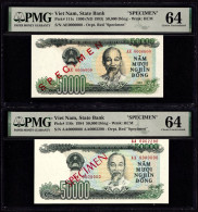 Vietnam Banknote 50000 Dong 1990 + 1994 SPECIMEN UNC PMG 64 Pick 11s + Pick 116s. - Andere - Azië