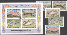 S. Tomè 1980, Olympic Games In Moscow, 5val +BF IMPERFORATED - Ete 1980: Moscou