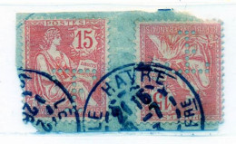 Deux Perforés TF 31 Sur 125 Sur Support - Used Stamps