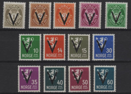 Norge - Norwegen - Norway - 1941 - V- Overprint - Yvert - 235A(A)-235R(A) - New - MNH - See Back Scan - Ungebraucht