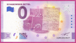 0-Euro XEMZ 36 2020 SCHABOWSKIS ZETTEL - SERIE DEUTSCHE EINHEIT - Essais Privés / Non-officiels