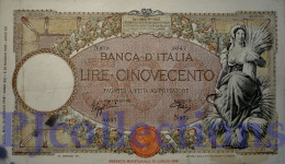 ITALIA - ITALY 500 LIRE 1943 PICK 61 F/VF W/STAINS RARE - 500 Liras