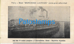 229404 ARGENTINA BUENOS AIRES ZARATE SHIP TRAIN FERRY BOAT MERCEDES LACROZE NO POSTAL POSTCARD - Argentinien
