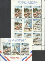 S. Tomè 1982, Philexfrance, Train, Concorde, BF +Sheetlet - Sao Tome Et Principe