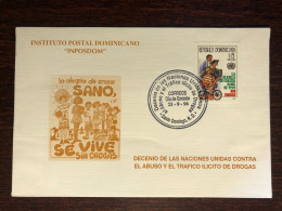 DOMINICAN REP. FDC COVER 1996 YEAR DRUGS NARCOTICS HEALTH MEDICINE STAMPS - Dominikanische Rep.