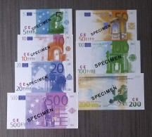 Rare Curiosité Série Complète Neuve De Billets Euros Surchargés SPECIMEN ? - Privatentwürfe