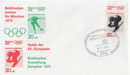 Germany Deutschland 1972 FDC Olympic Games Olympische Spiele Munchen, Sapporo, Skiing, Canceled In Salzgitter - 1971-1980