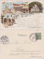 Ansichtskarte Litho AK Stuttgart Litho: Kirche, Denkmal Und Schloß 1896  - Stuttgart