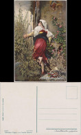  Künstlerkarte: Römische Pilgerin, Ein Crucifix Küssend (G. A. Kuntz)  - Other & Unclassified