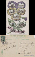 CPA Litho AK Reims Reims Mehrbildkarte: Plätze (Blume) 1907  - Autres & Non Classés