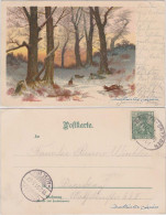 Ansichtskarte  Künstlerkarte Hasen Im Winterwald 1901 - Zonder Classificatie