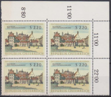 1966 , Mi 1220 ** (2) -  4er Block Postfrisch - Österreichische Nationalbibliothek - Neufs