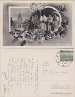 Postcard Taus Domažlice Stadttor Und Frauen In Trachten 1939 - Tchéquie